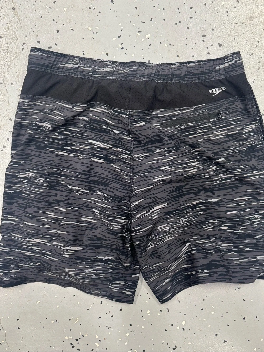 Speedo Black & Gray Patterned Athletic Swim Shorts